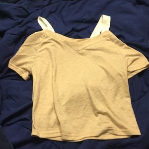 Beige shoulder cutout top (S)